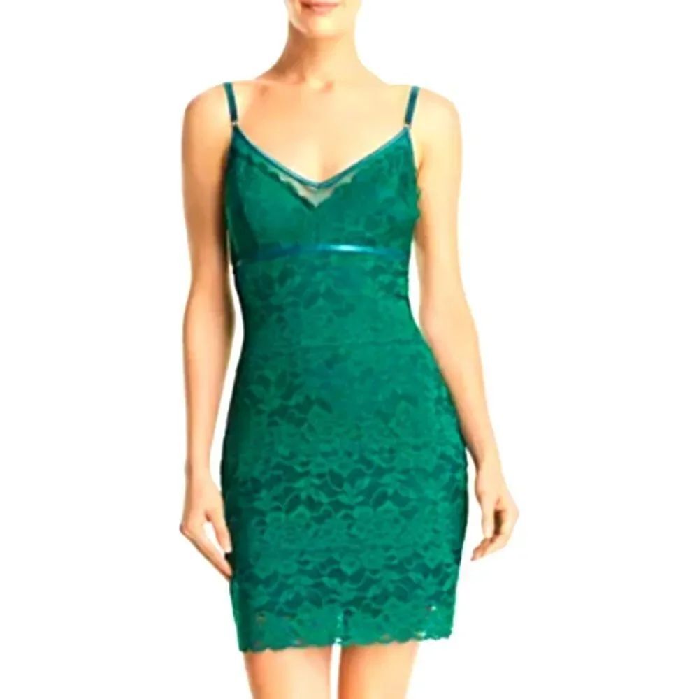 GUESS JOJO LACE BODYCON SLEEVELESS V-NECK MINI DRESS
